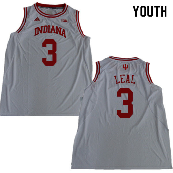 Youth #3 Anthony Leal Indiana Hoosiers College Basketball Jerseys Sale-White - Click Image to Close